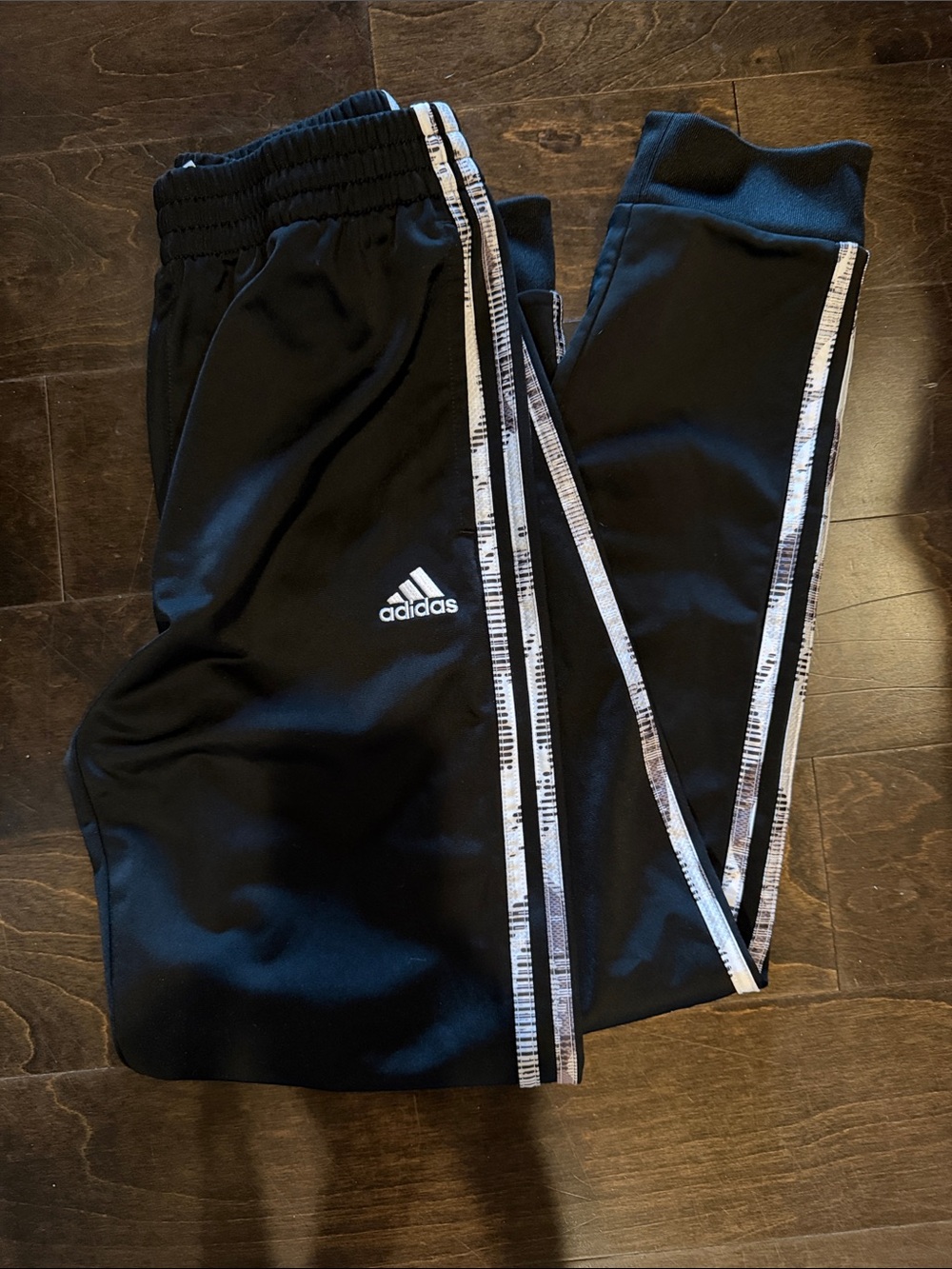 adidas Black Jogger Sweatpants with White Striped Side Trim